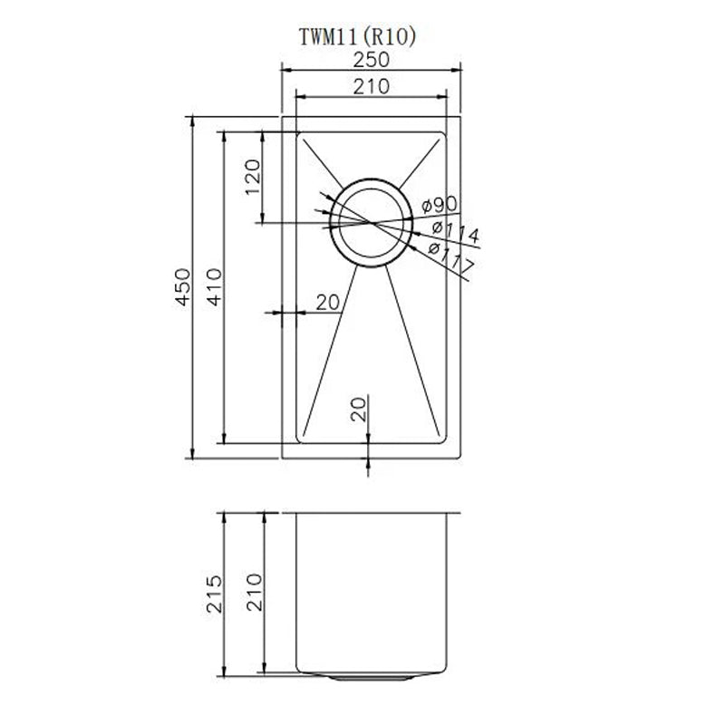 Stainless Steel Bottom Grid for TWM11 Kitchen Sink