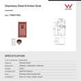 Load image into Gallery viewer, Stainless Steel PVD Coating Single Bowl Kitchen Sink with Bottom Grid 250x450x215mm - Copper

