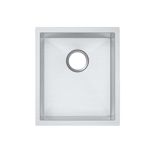 Stainless Steel Round Corner Handmade Single Bowl Kitchen Sink 390x450x215mm- Chrome Silver