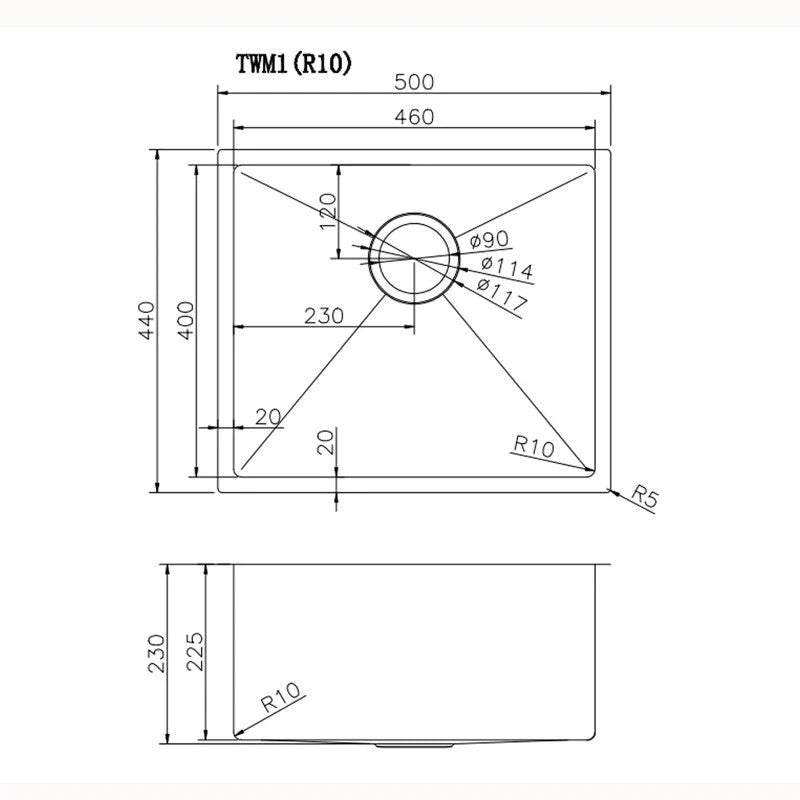 Stainless Steel Bottom Grid for TWM1 Kitchen Sink