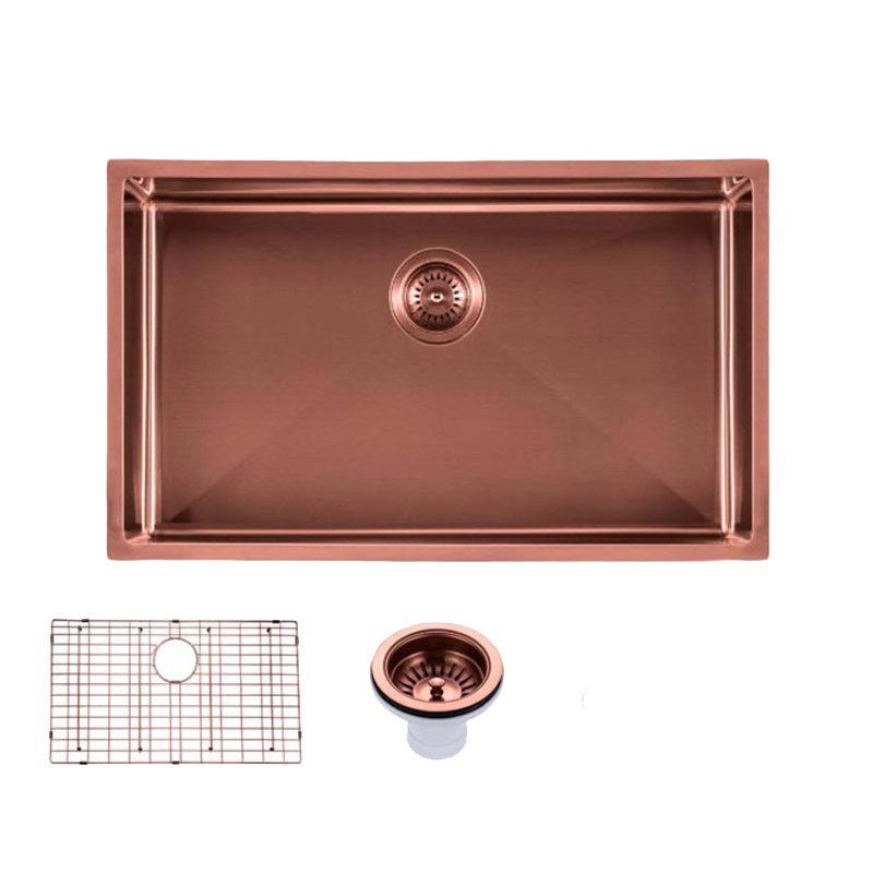 Stainless Steel PVD Coating Single Bowl Kitchen Sink(with Bottom Grid) 762*457*254mm - Copper