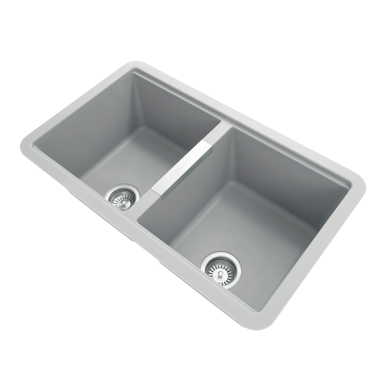 Carysil Granite Double Bowl Kitchen Sink 824x481x241mm - Concrete Grey