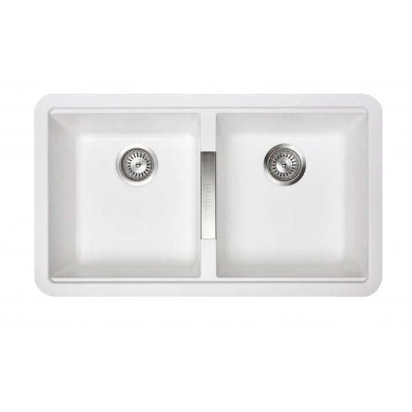 Carysil Granite Double Bowl Kitchen Sink 824x481x241mm - White