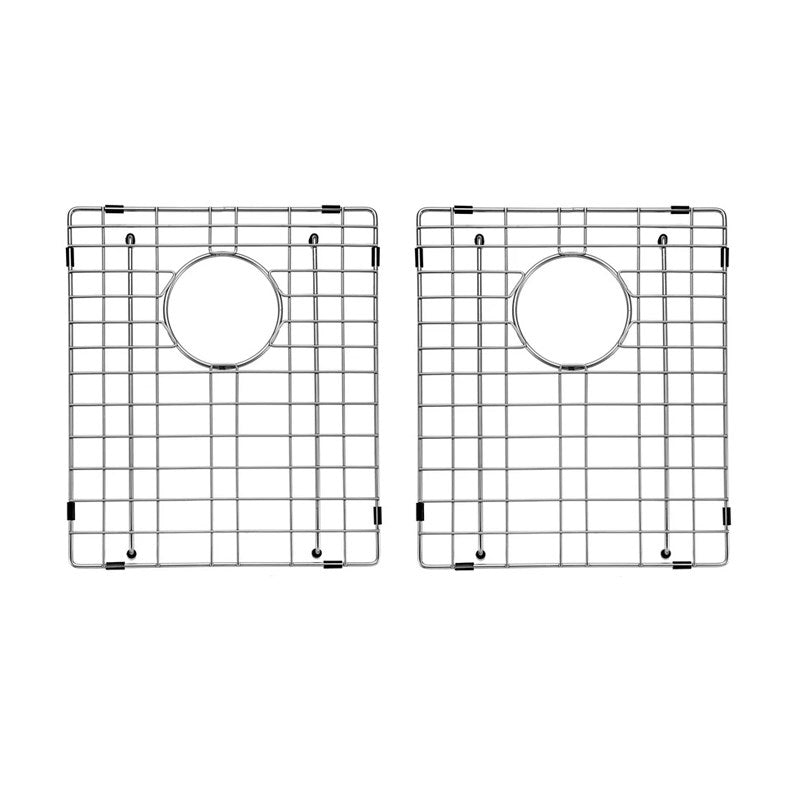 Two metal grid cooktop burners on a white background