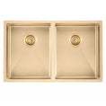 Load image into Gallery viewer, Stainless Steel PVD Double Bowl Kitchen Sink with Bottom Grid 770x450mm - Light Brushed Brass
