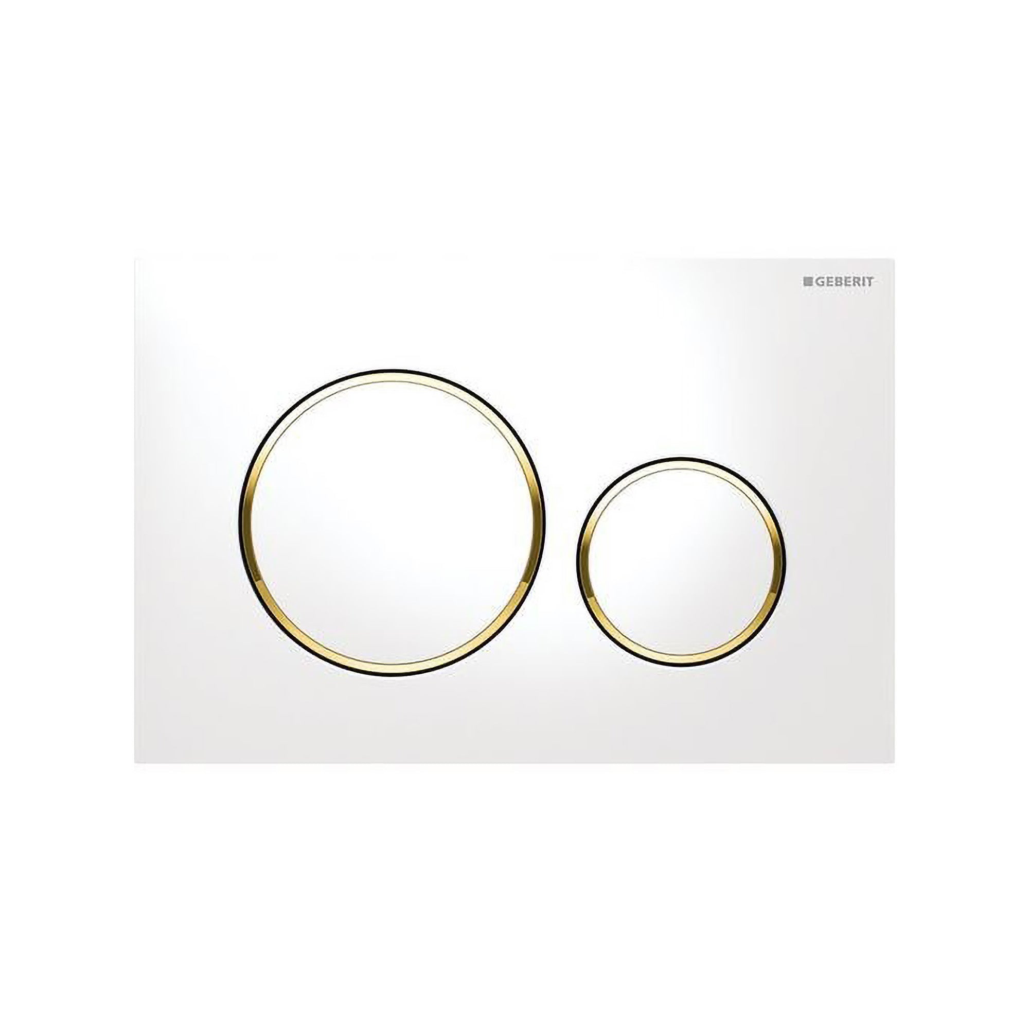 Geberit Sigma20 Dual Flush Plate – Matte White with Gold Trim