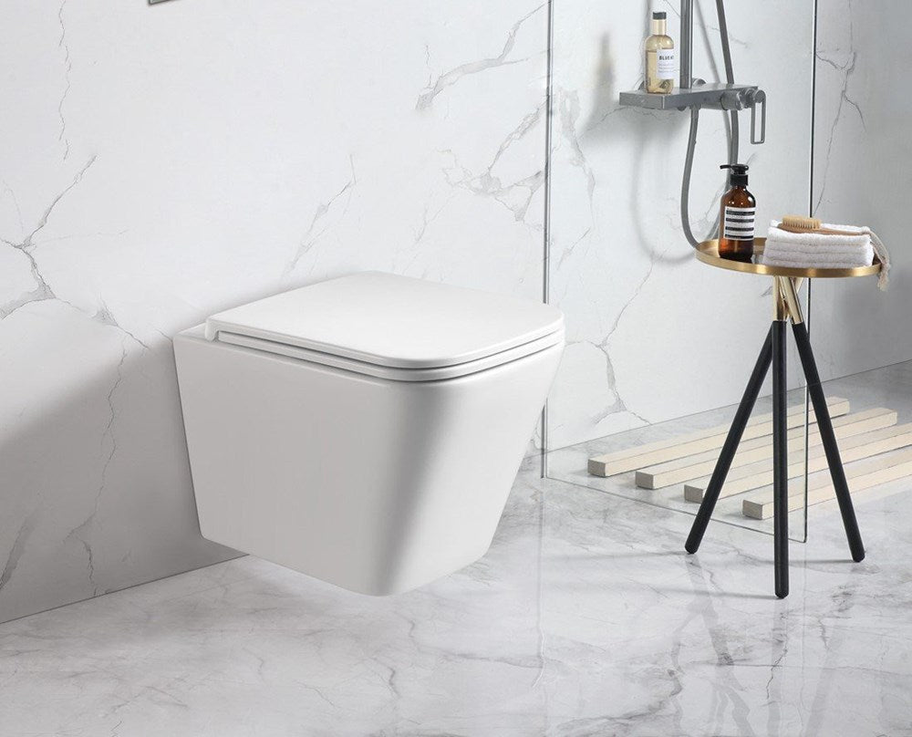 Mercio ENOX66 Rimless Wall-Hung Toilet Pan – Gloss White