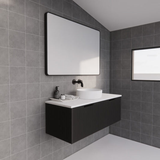 Vienna 1200mm Wall Hung Fluted Vanity Cabinet - Matte Black