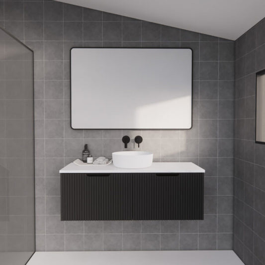 Vienna 1200mm Wall Hung Fluted Vanity Cabinet - Matte Black