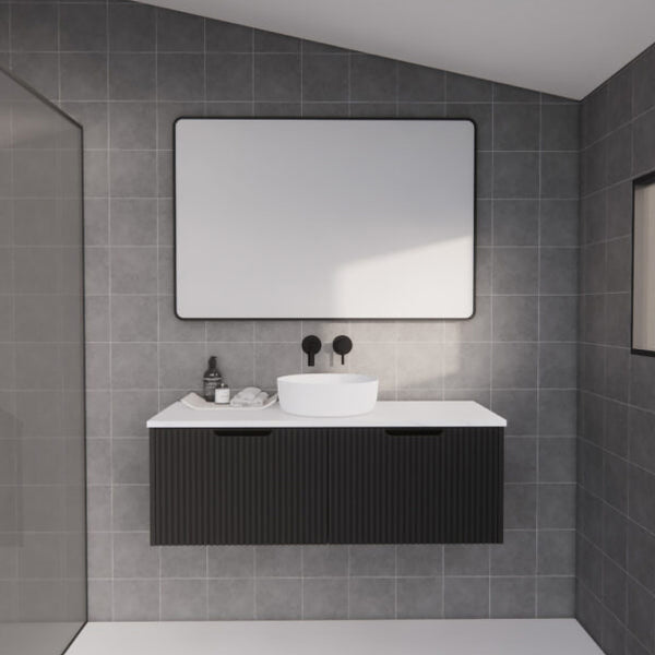 Vienna 1200mm Wall Hung Fluted Vanity Cabinet - Matte Black
