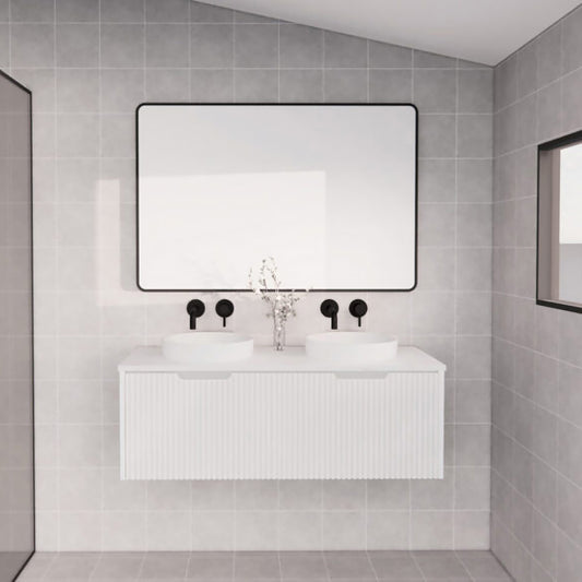 Vienna 1200mm Wall Hung Fluted Vanity Cabinet (Double Bowl) - Matte White