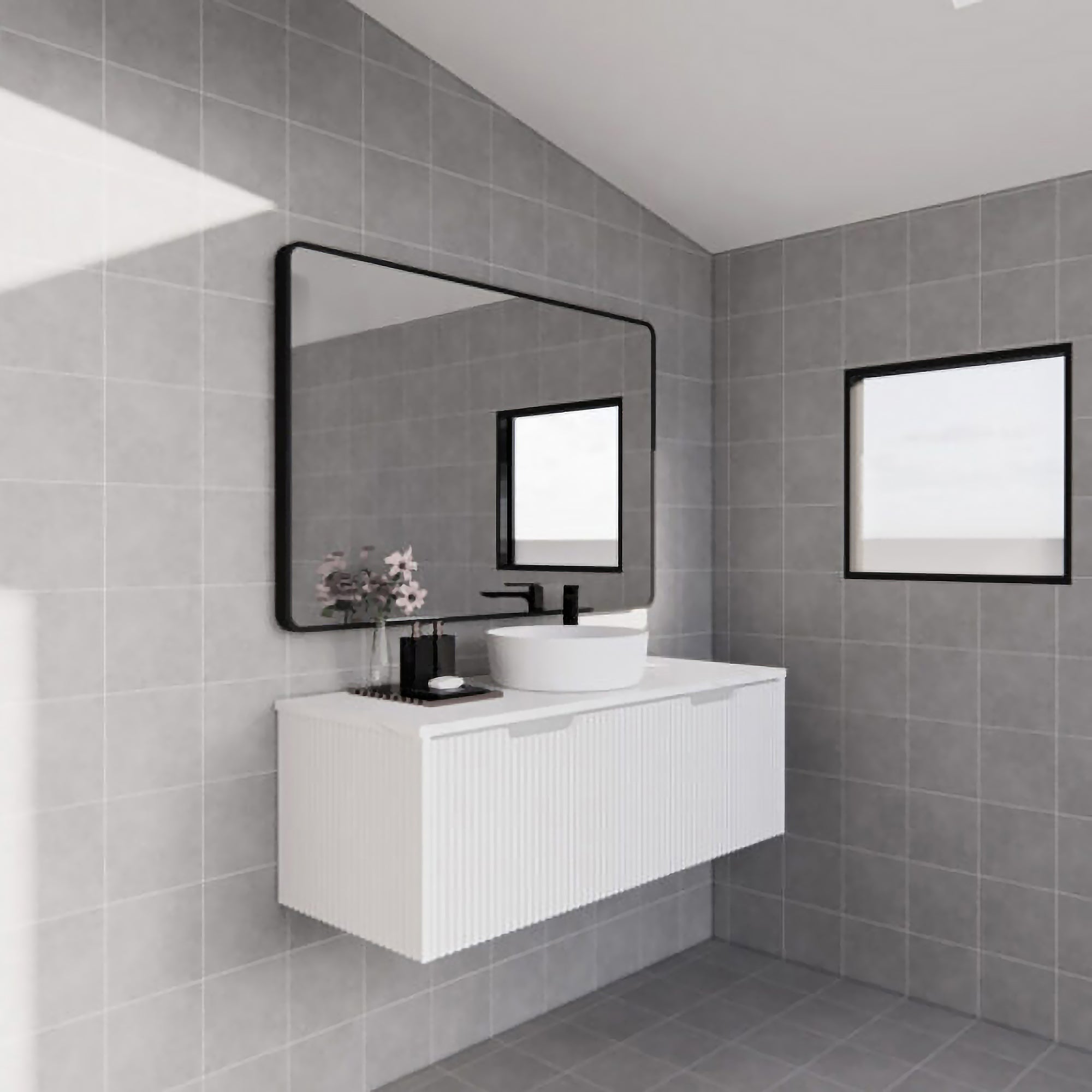Vienna 1200mm Wall Hung Fluted Vanity Cabinet - Matte White
