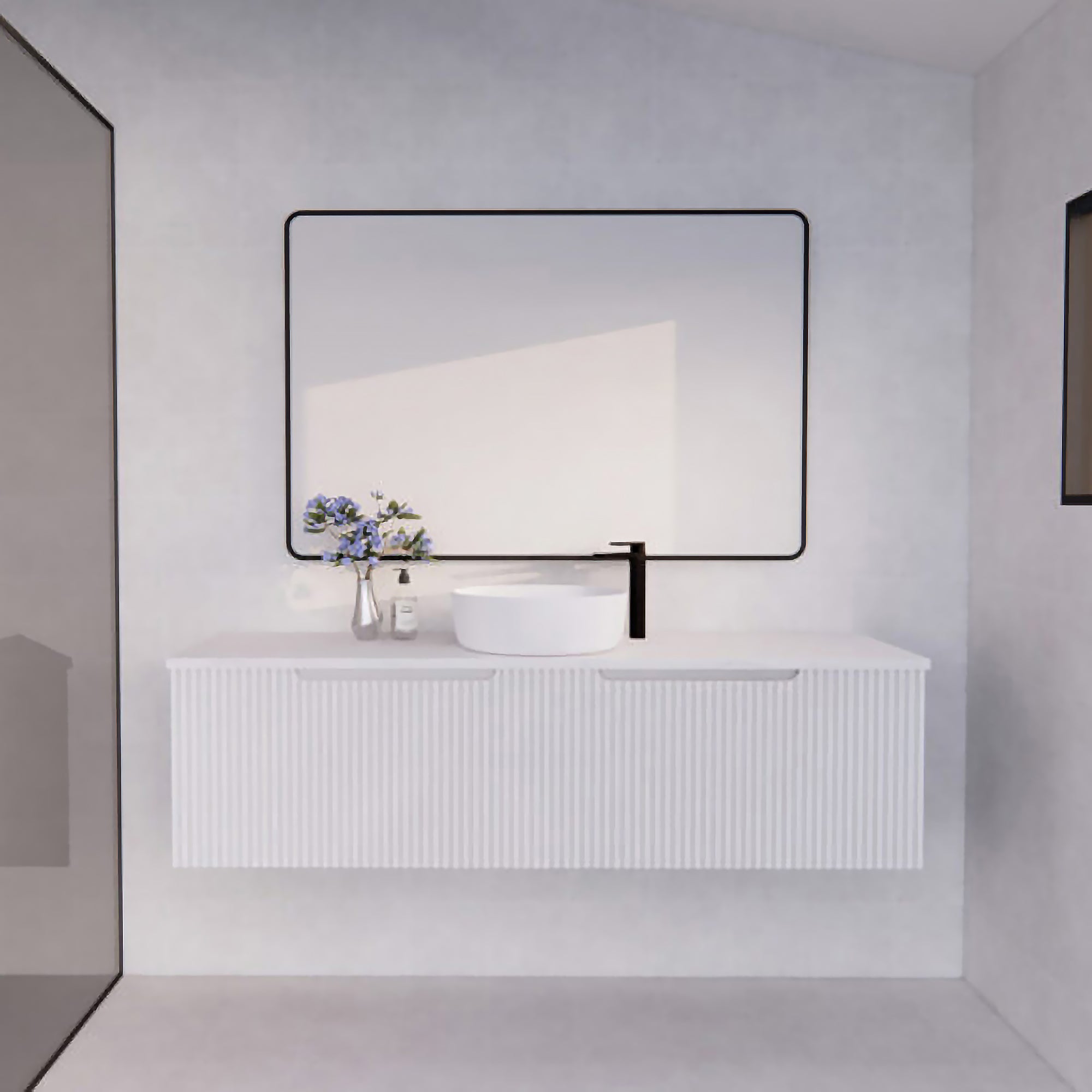 Vienna 1500mm Wall Hung Fluted Vanity Cabinet -Matte White