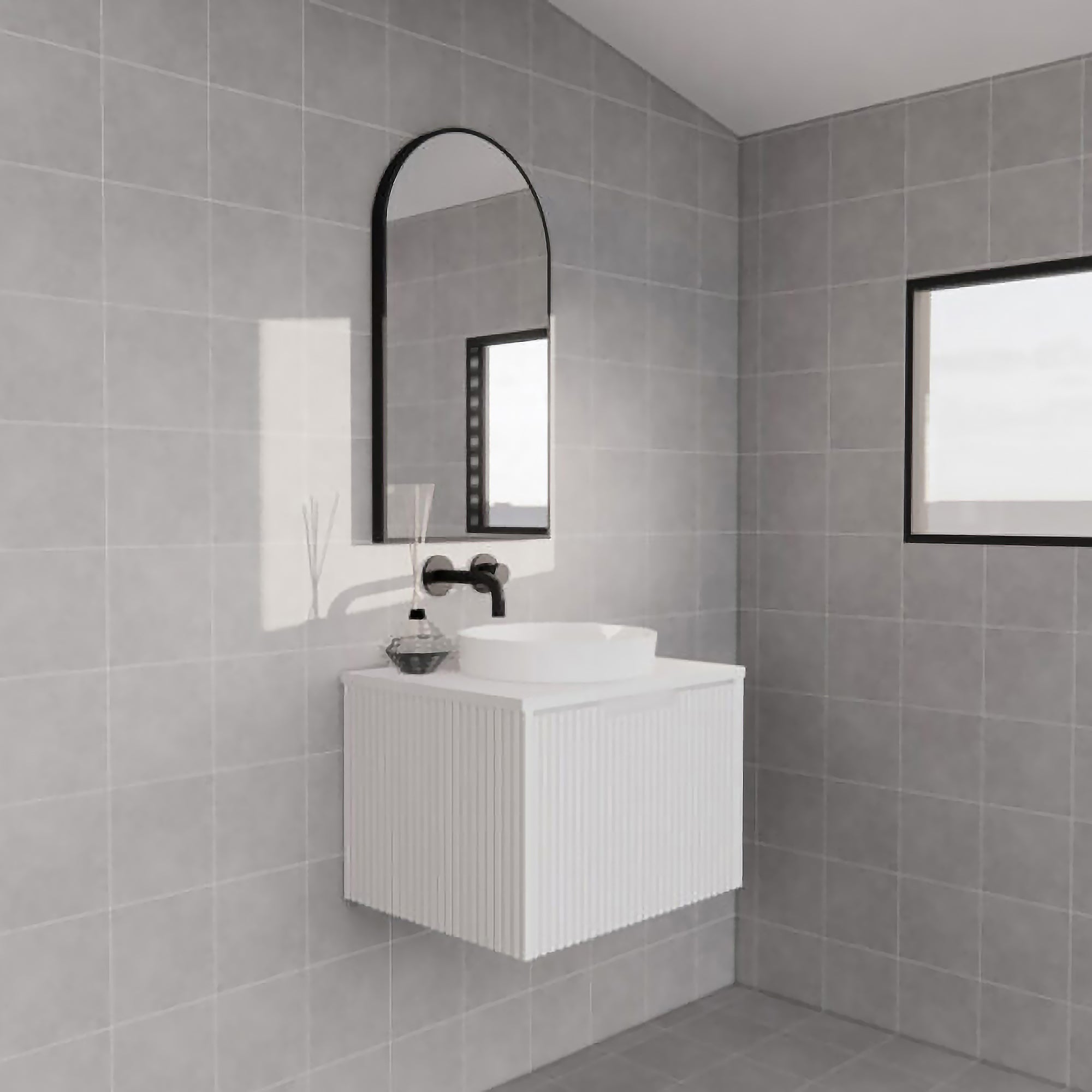 Vienna 600mm Wall Hung Fluted Vanity Cabinet - Matte White