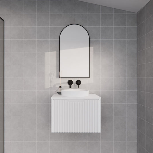 Vienna 600mm Wall Hung Fluted Vanity Cabinet - Matte White