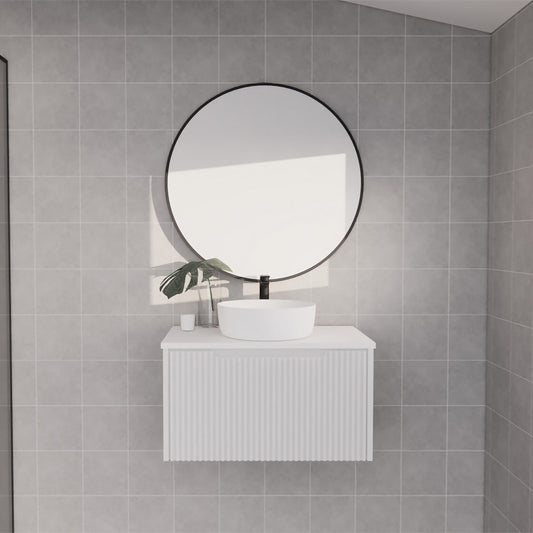 Vienna 750mm Wall Hung Fluted Vanity Cabinet - Matte White