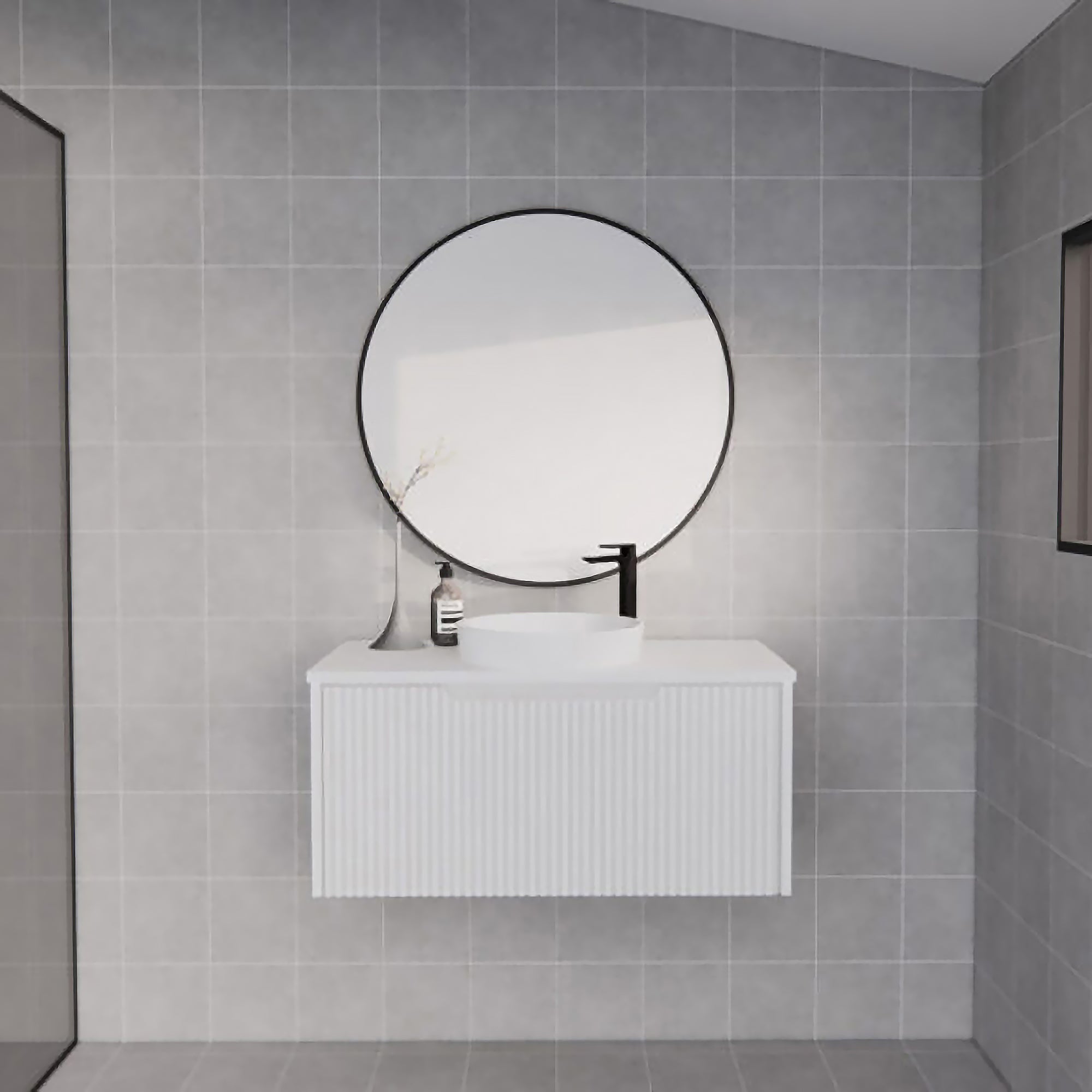 Vienna 900mm Wall Hung Fluted Vanity Cabinet - Matte White