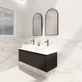 Load image into Gallery viewer, Vienna 1200mm Wall Hung Fluted Vanity Cabinet Double Bowl - Matte Black
