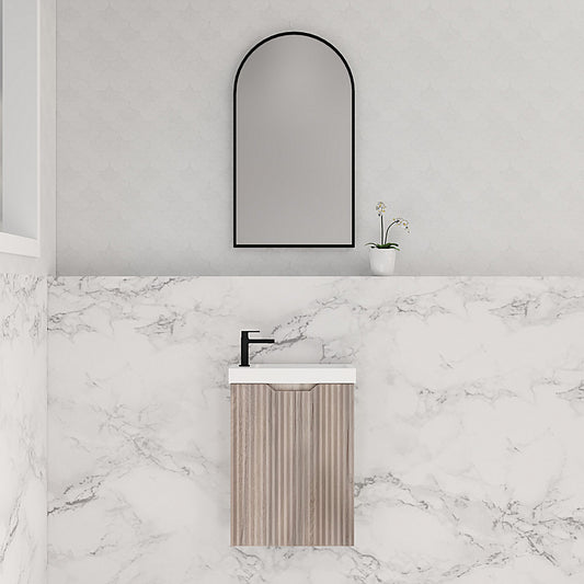 Vienna 450mm Wall Hung Vanity with Polymarble Top - White Oak