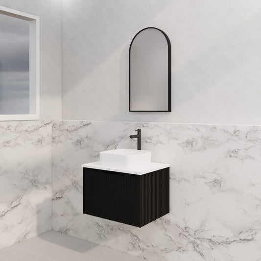 Vienna 600mm Wall Hung Fluted Vanity Cabinet - Matte Black