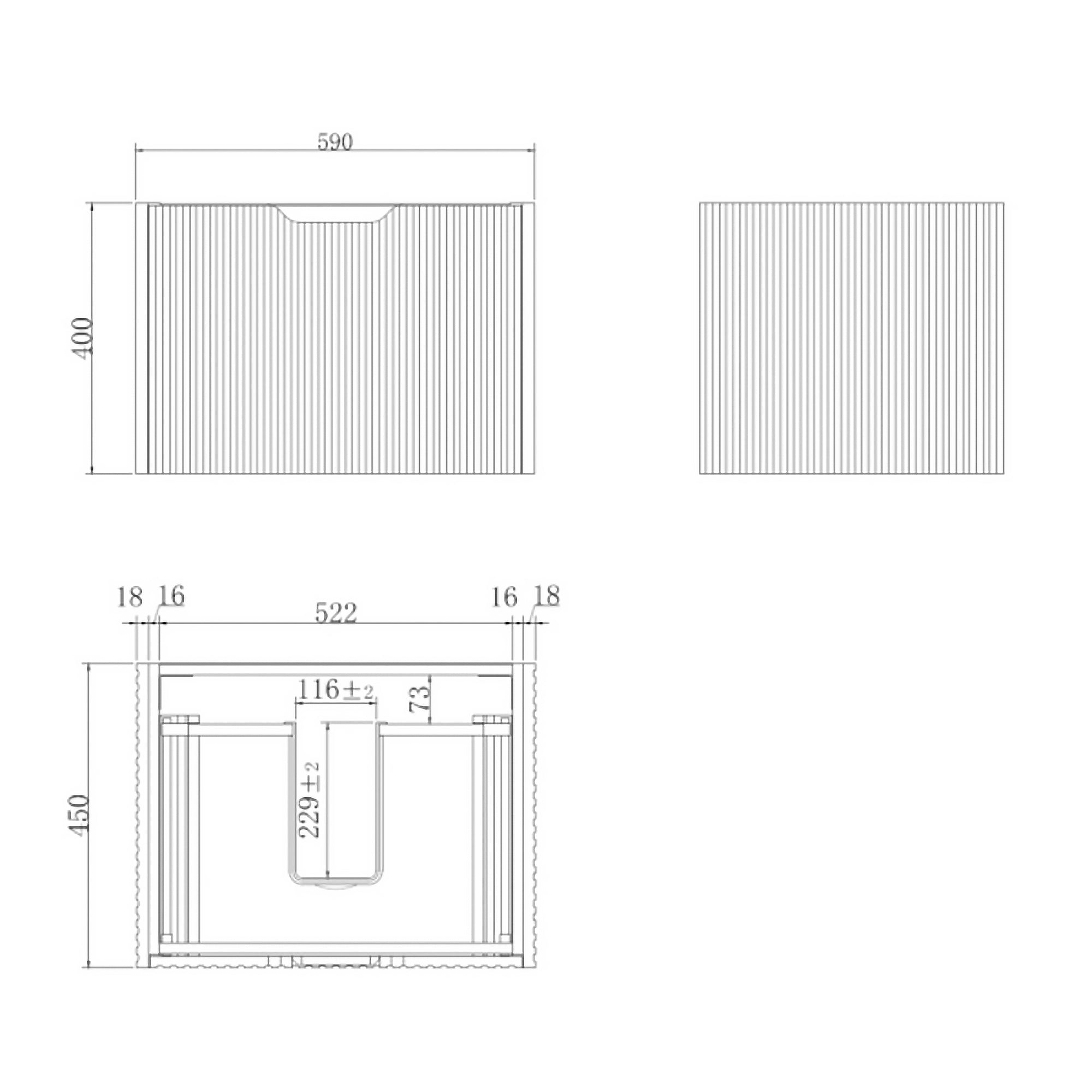 Vienna 600mm Wall Hung Fluted Vanity Cabinet - Matte Black