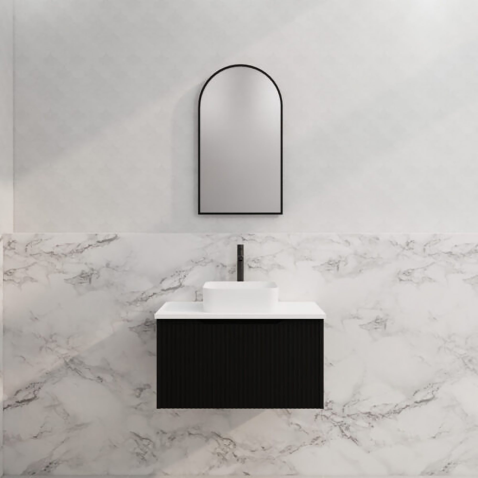 Vienna 750mm Wall Hung Fluted Vanity Cabinet - Matte Black