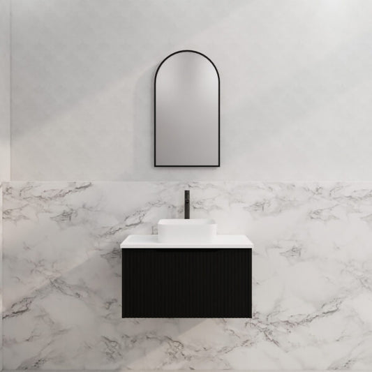 Vienna 750mm Wall Hung Fluted Vanity Cabinet - Matte Black