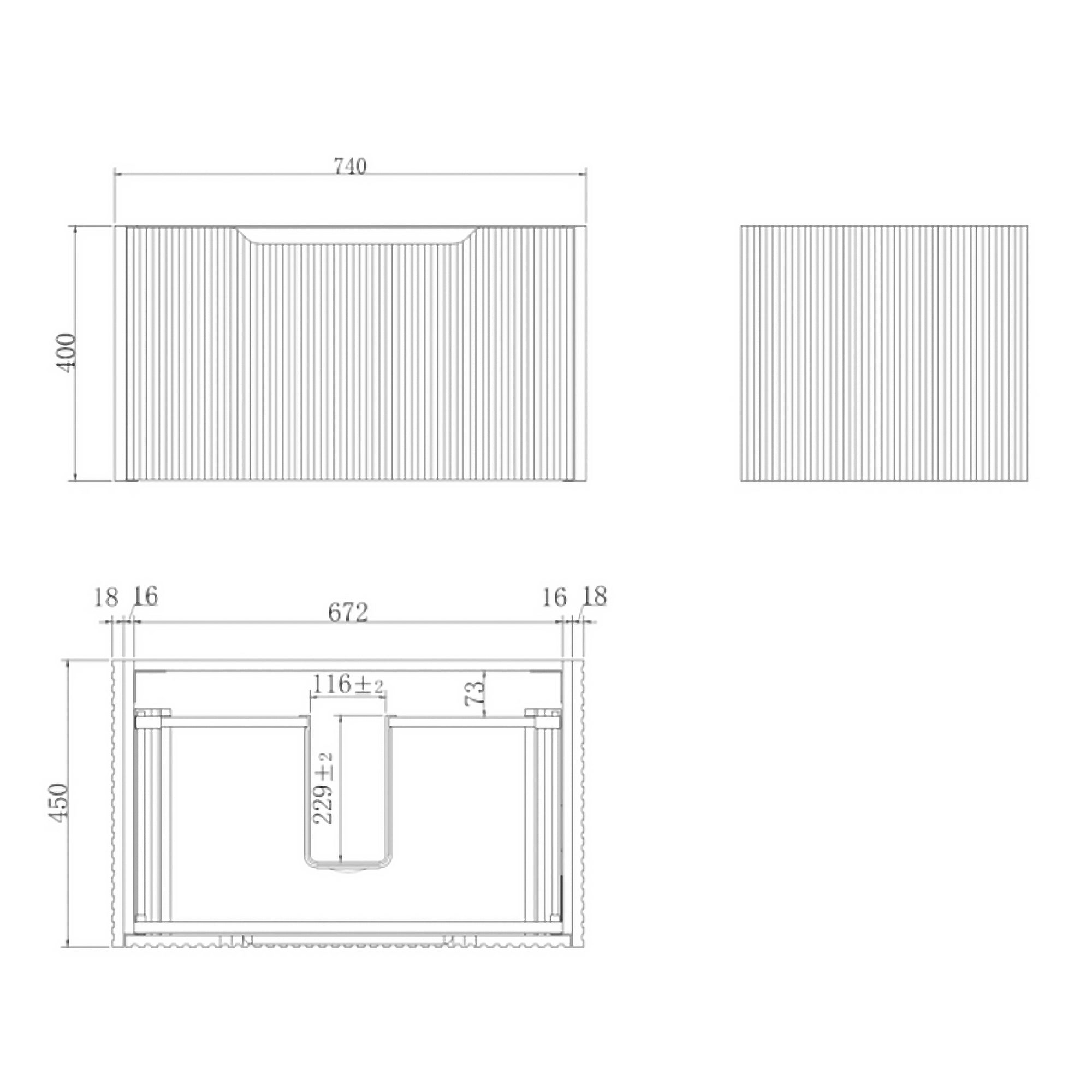 Vienna 750mm Wall Hung Fluted Vanity Cabinet - Matte Black