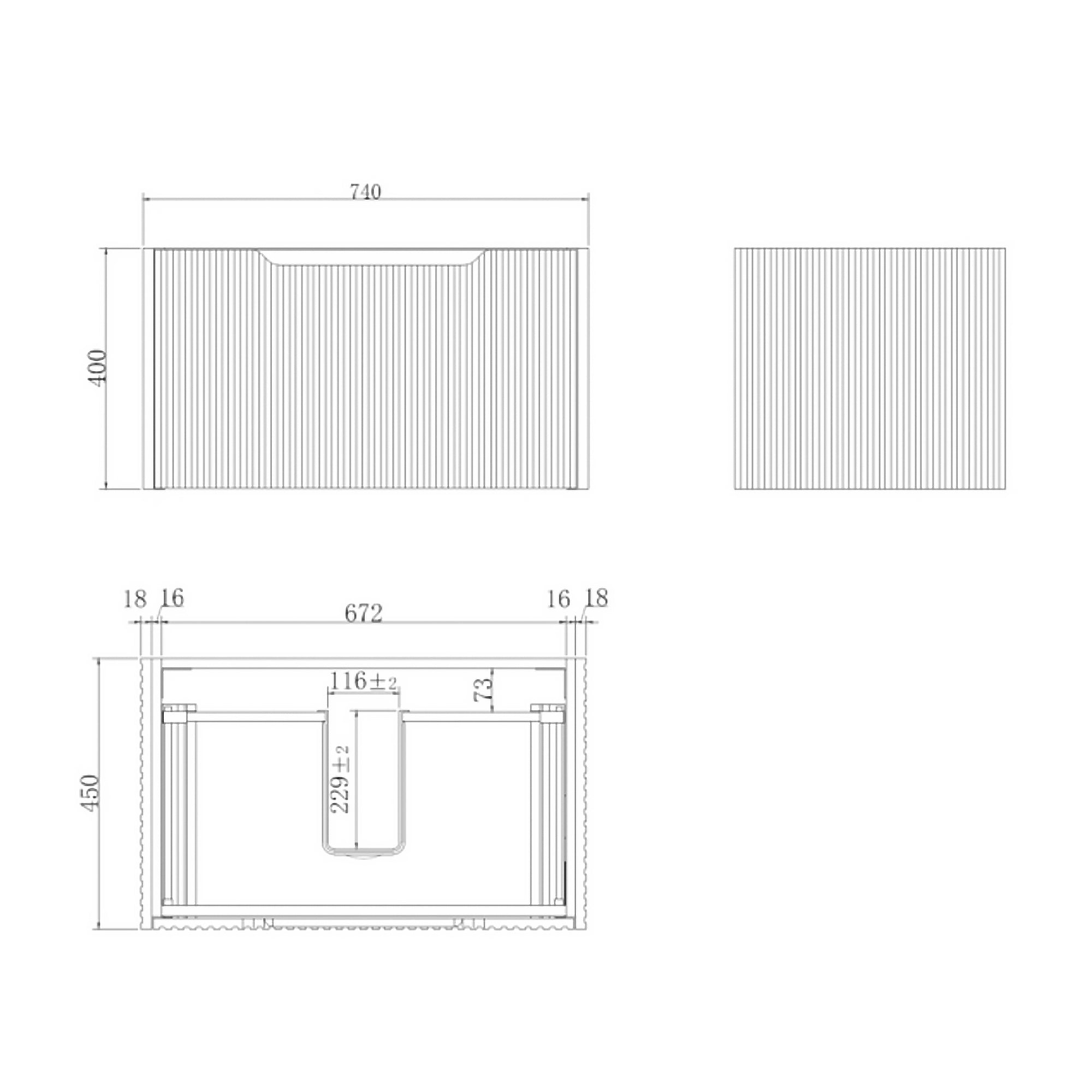 Vienna 750mm Wall Hung Fluted Vanity Cabinet - Matte White
