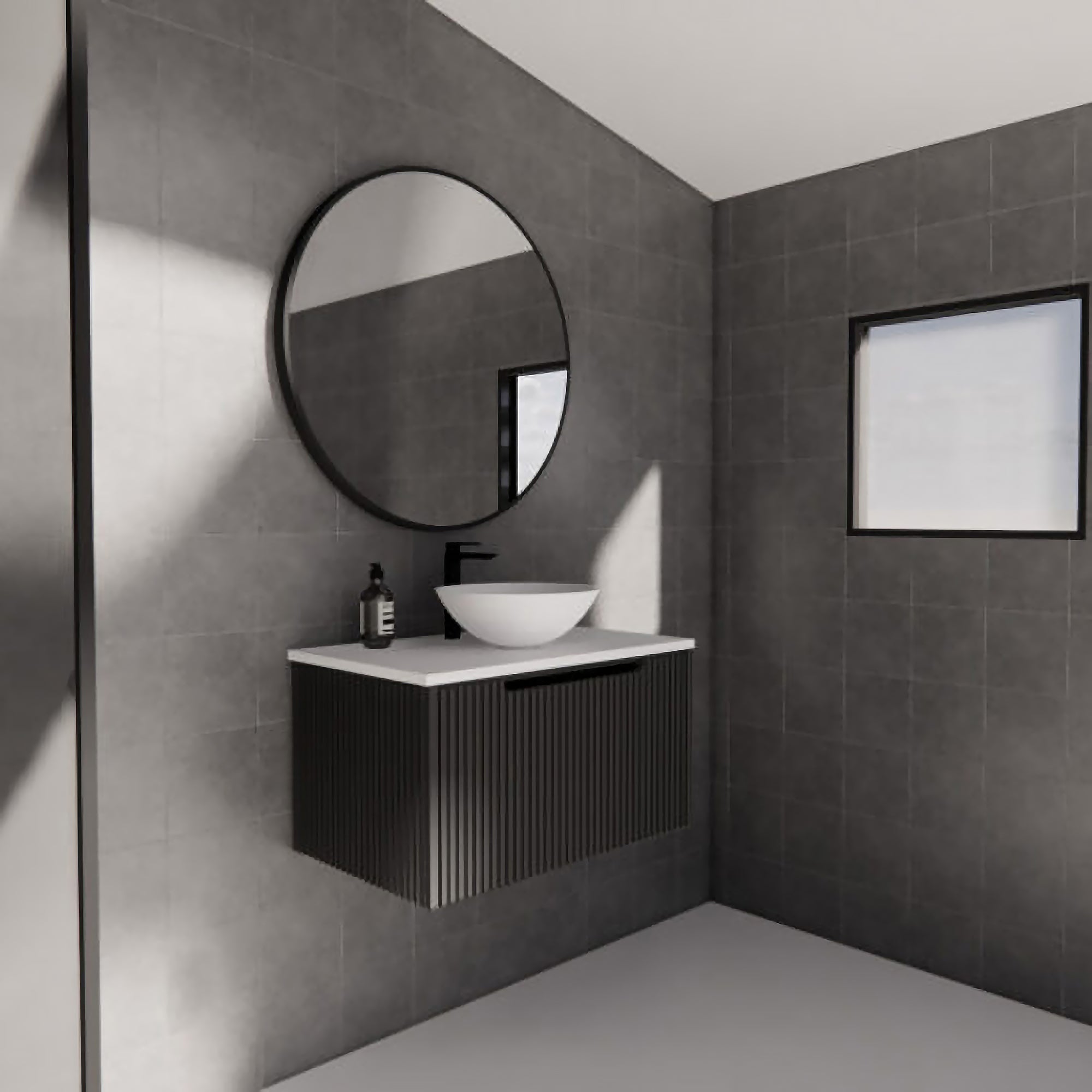 Vienna 750mm Wall Hung Fluted Vanity Cabinet - Matte Black