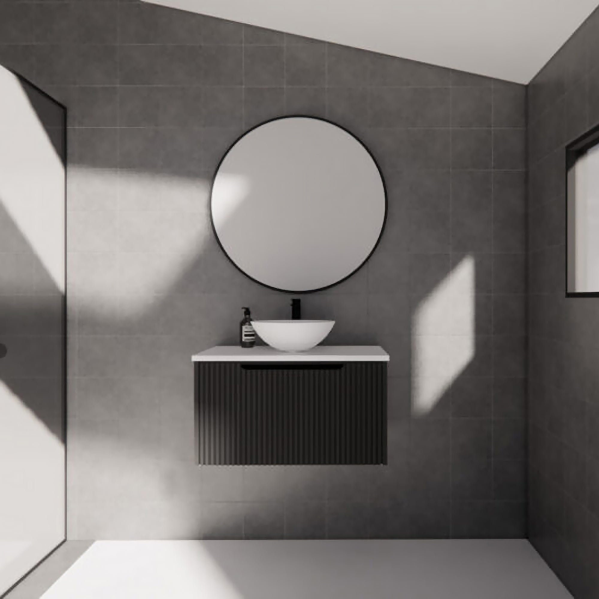 Vienna 750mm Wall Hung Fluted Vanity Cabinet - Matte Black
