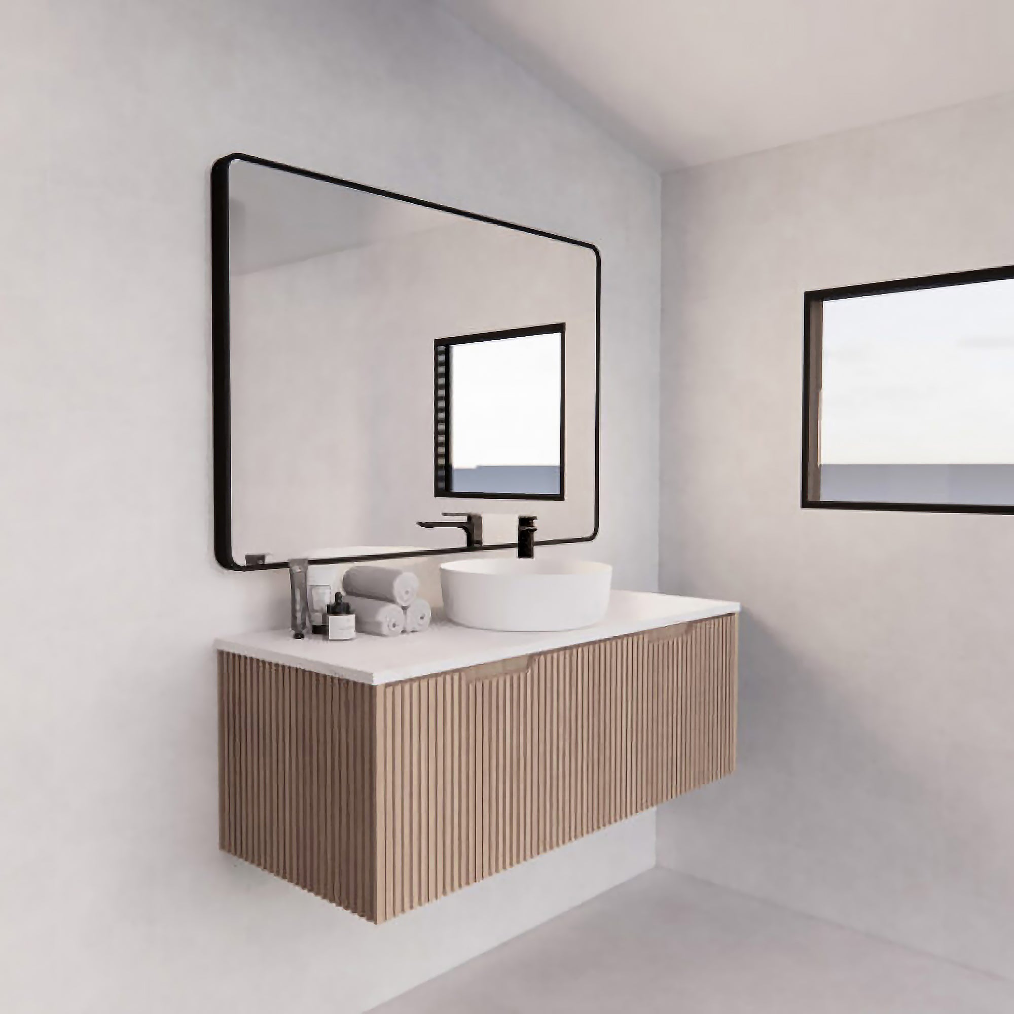 Vienna 1500mm Wall Hung Fluted Vanity Cabinet - American Oak
