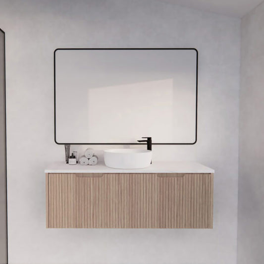 Vienna 1200mm Wall Hung Fluted Vanity Cabinet - American Oak