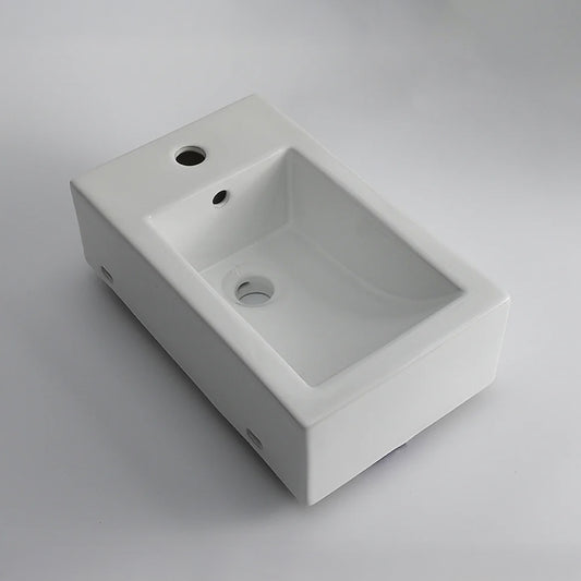 CLAYA WH-46-R Ceramic Above Counter or Wall Hung Basin – Right Tap Hole - Gloss White