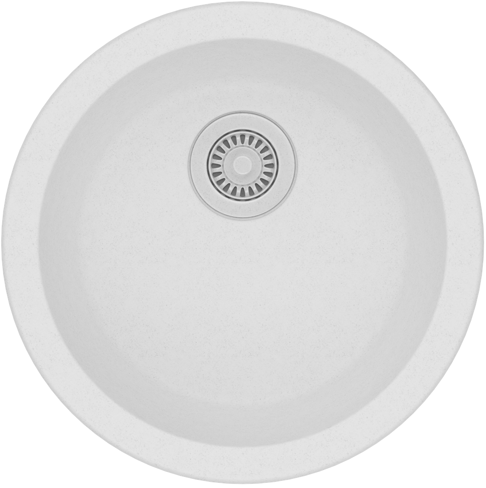 Granite Arete Stone Round Single Bowl Kitchen Sink 460mm - White