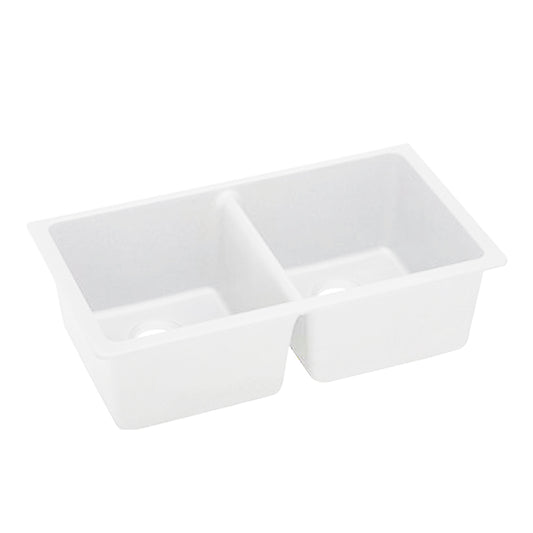 Granite Arete Stone Double Bowl Kitchen Sink 838x476x241mm - White