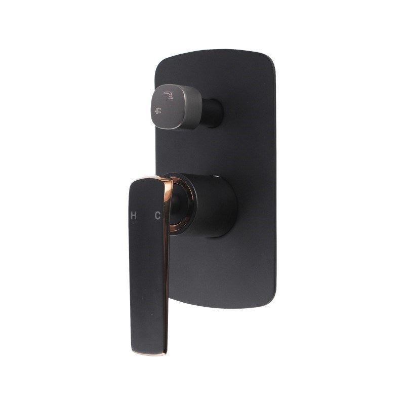 Wall Mixer Tap with Diverter - Black and Rose Gold | ESPERIA