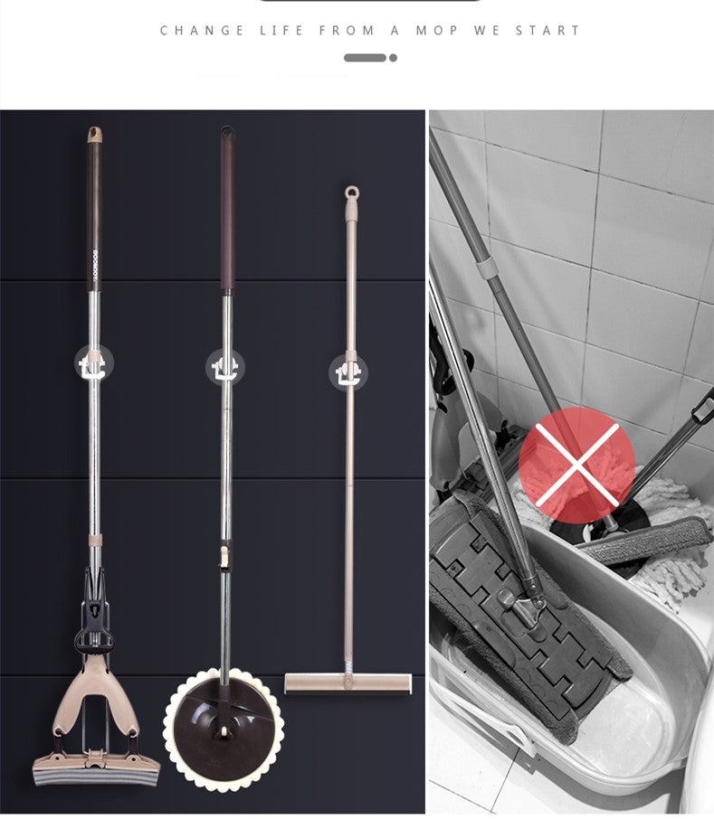 BOOMJOY Mop Broom Holder - Wall Mounted, No Drilling, Self-Adhesive (6pcs)
