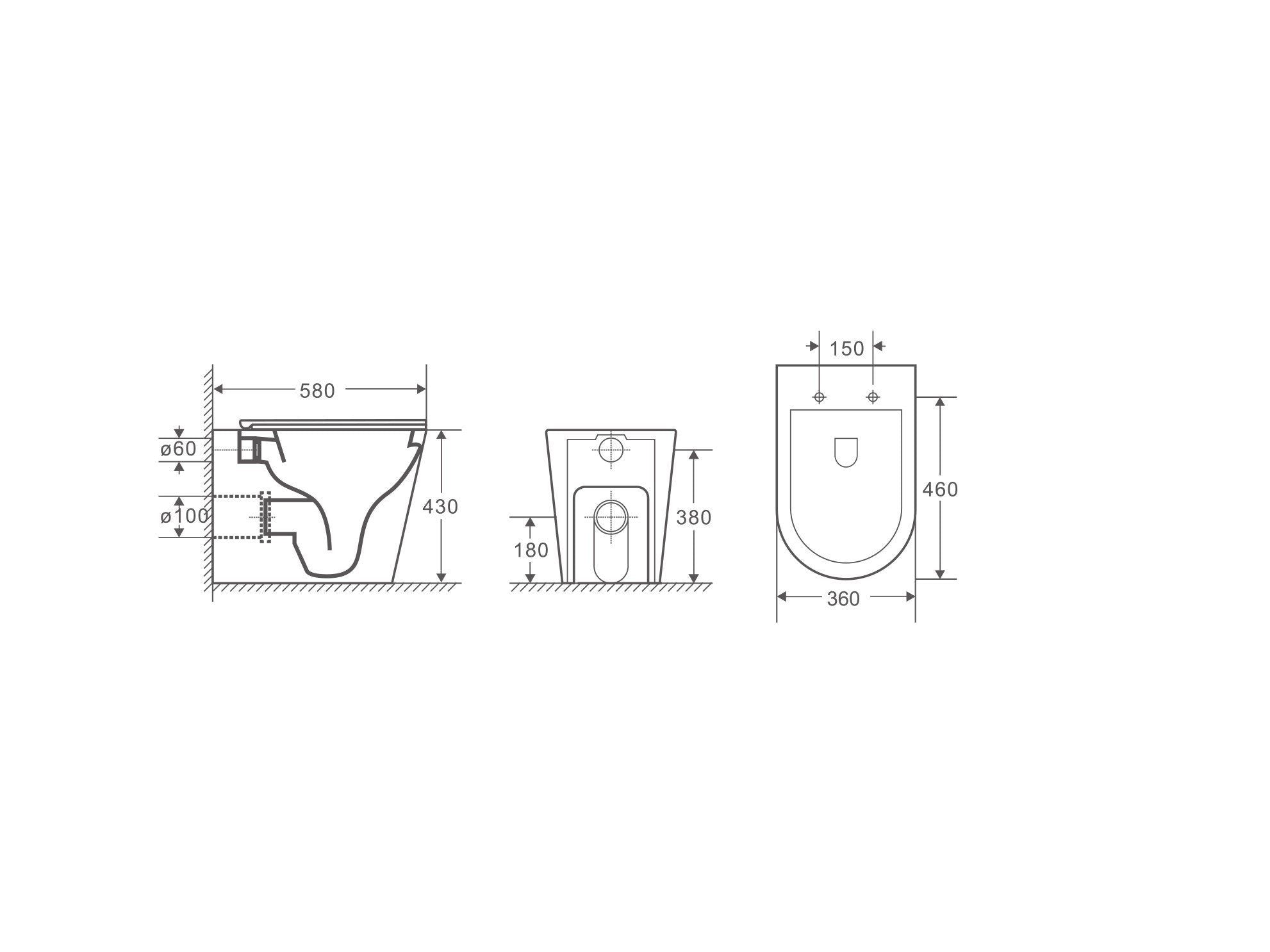 Mercio ZARA99 Rimless Wall Faced Floor Toilet Pan – Gloss White