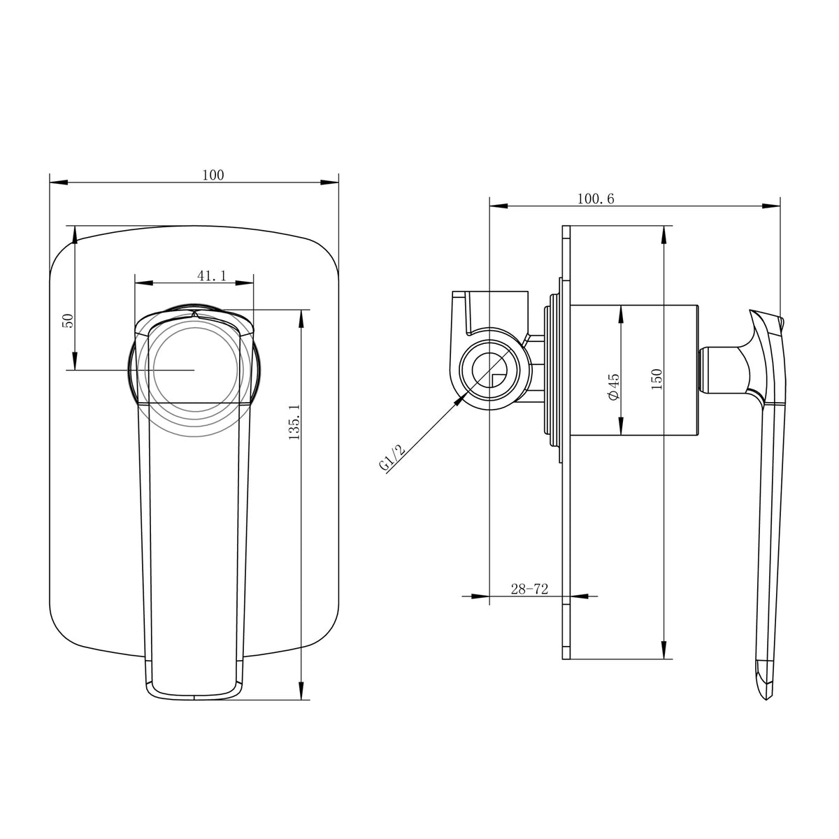 Wall Mixer Tap - Black and Chrome | ESPERIA