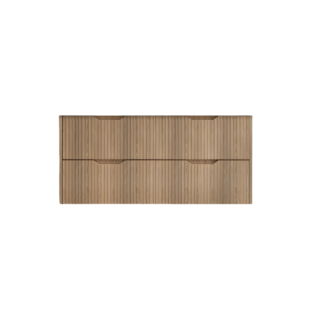 Upgrade your bathroom with the Bali 1200mm Wall Hung Vanity. American Oak finish, fluted design, spacious storage and premium top options.-Vanity-Cabinet Only-Ezymall AU