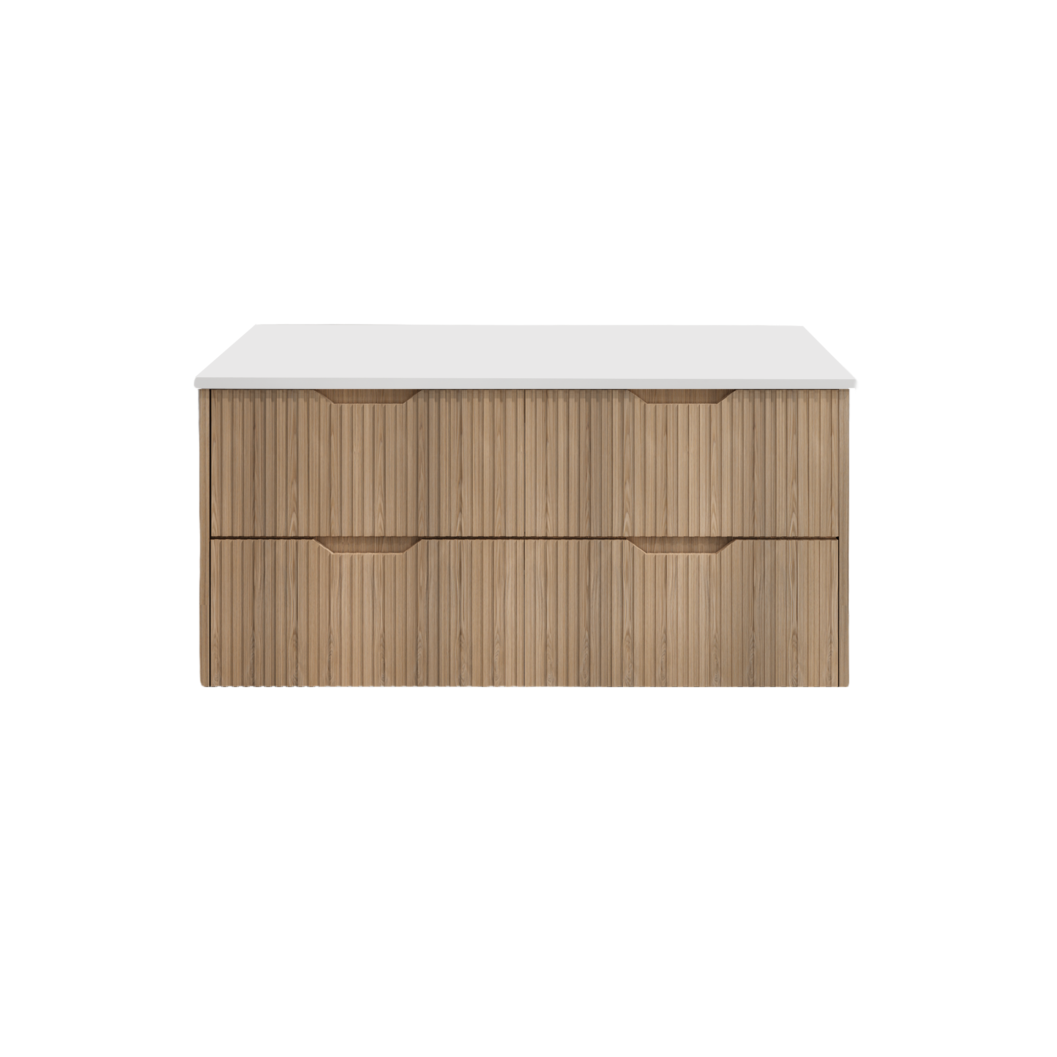 Upgrade your bathroom with the Bali 1200mm Wall Hung Vanity. American Oak finish, fluted design, spacious storage and premium top options.-Vanity-Pure White Stone Top-Ezymall AU