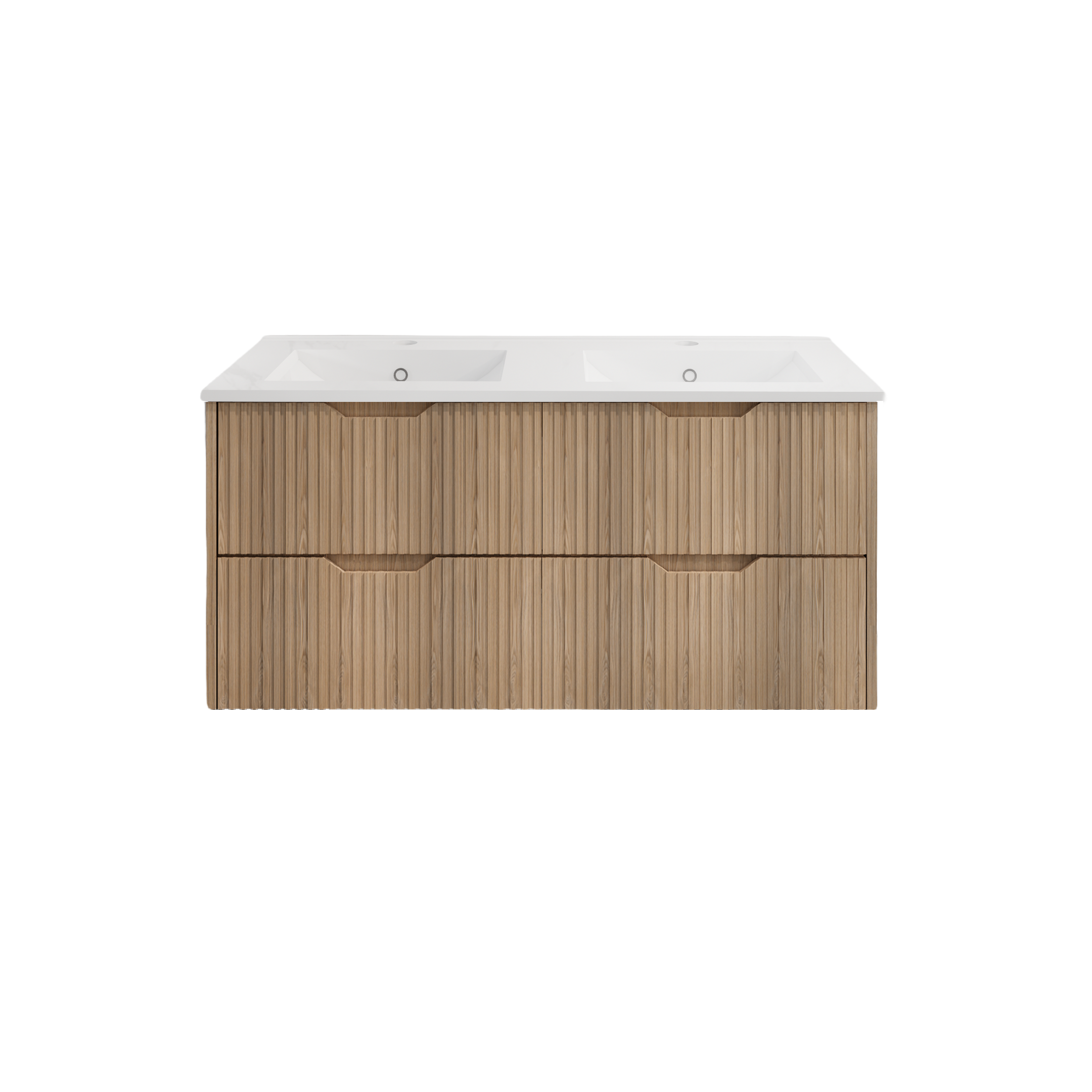Upgrade your bathroom with the Bali 1200mm Wall Hung Vanity. American Oak finish, fluted design, spacious storage and premium top options.-Vanity-Handy Ceramic Top-Ezymall AU