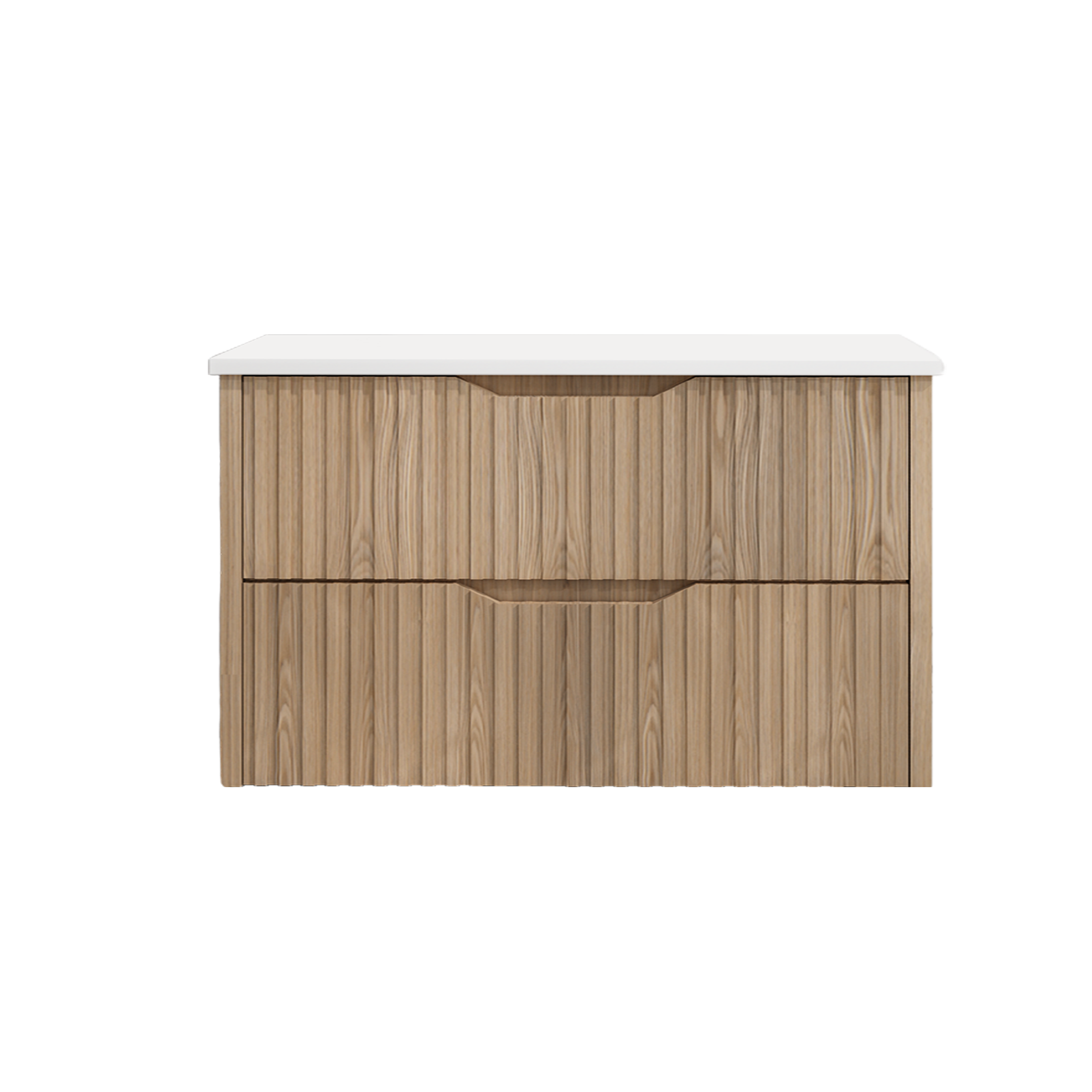 Upgrade your bathroom with the Bali 1200mm Wall Hung Vanity. American Oak finish, fluted design, spacious storage and premium top options.-Vanity-Pure White Stone Top-Ezymall AU