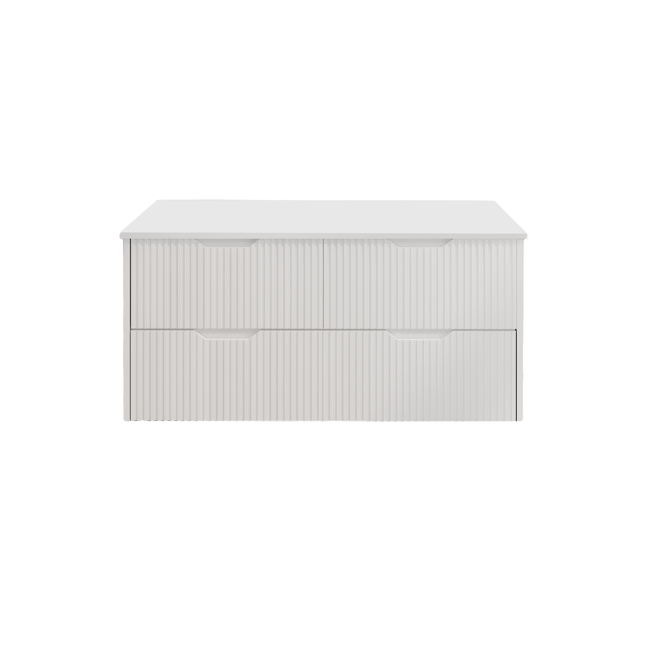 Upgrade your bathroom with the Bali 1500mm Double Bowl Wall Hung Vanity. Matt White finish, fluted design, spacious storage and premium top options.-Vanity-Pure White Stone Top-Ezymall AU