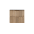 Load image into Gallery viewer, Upgrade your bathroom with the Bali 600mm Wall Hung Vanity. American Oak finish, fluted design, soft-close drawers and premium top options.-Vanity-White Carrara Stone Top-Ezymall AU
