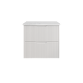 Load image into Gallery viewer, Upgrade your bathroom with the Bali 600mm Wall Hung Vanity. Matt White finish, fluted design, soft-close drawers and premium top options.-Vanity-White Carrara Stone Top-Ezymall AU
