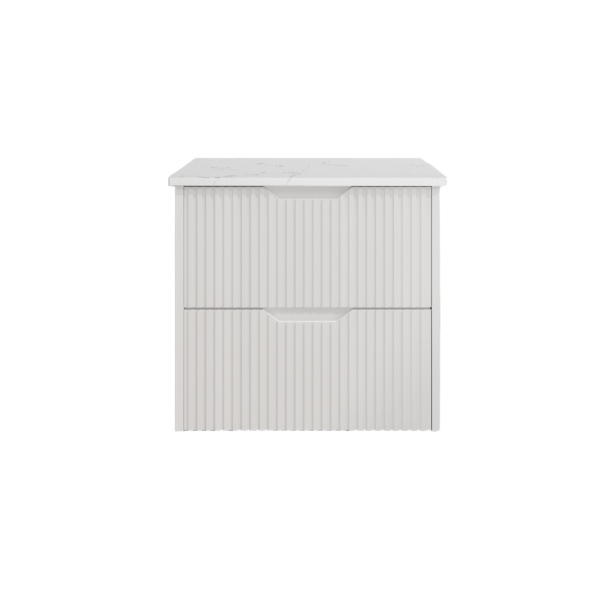 Upgrade your bathroom with the Bali 600mm Wall Hung Vanity. Matt White finish, fluted design, soft-close drawers and premium top options.-Vanity-White Carrara Stone Top-Ezymall AU