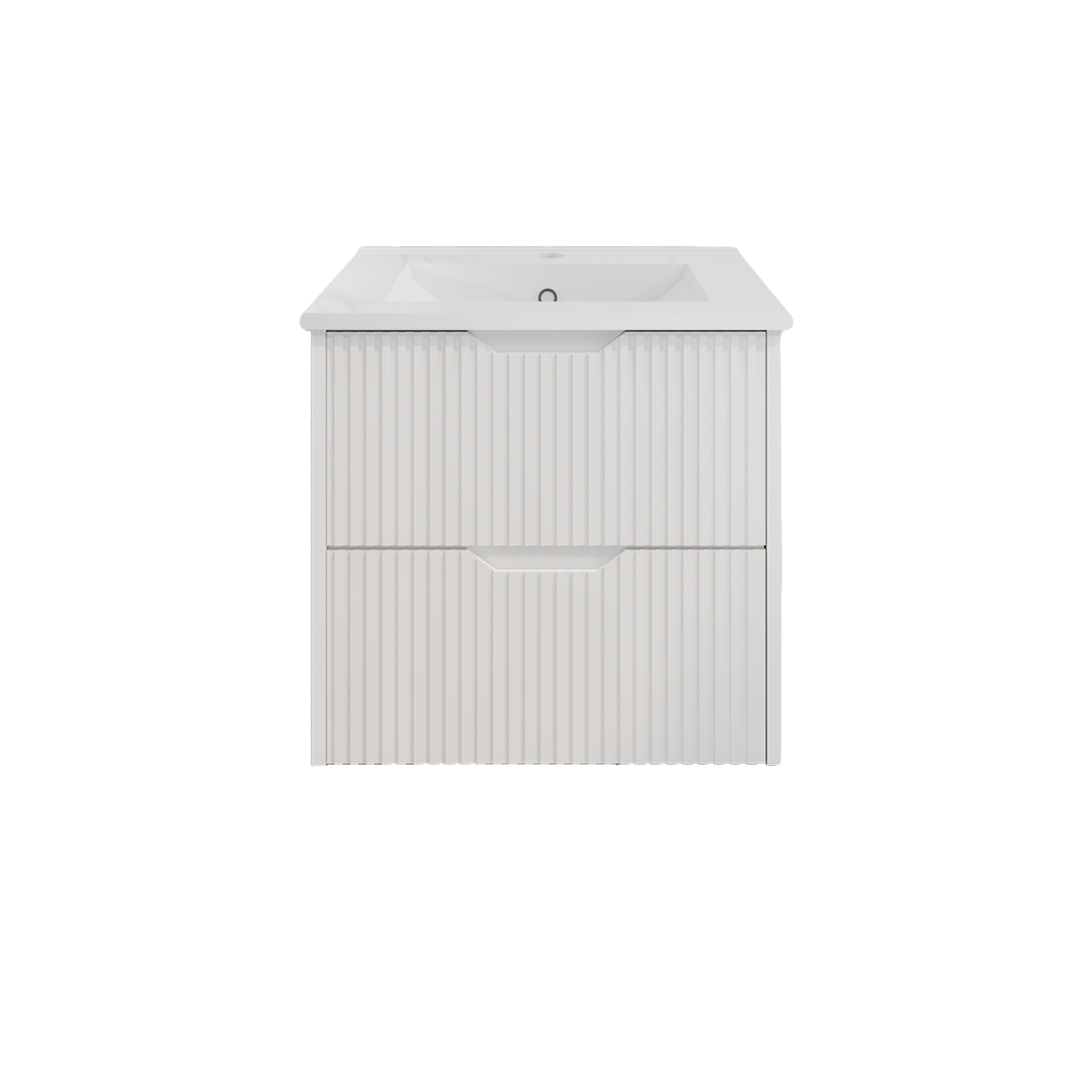 Upgrade your bathroom with the Bali 600mm Wall Hung Vanity. Matt White finish, fluted design, soft-close drawers and premium top options.-Vanity-Handy Ceramic Top-Ezymall AU