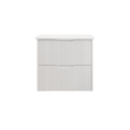 Load image into Gallery viewer, Upgrade your bathroom with the Bali 600mm Wall Hung Vanity. Matt White finish, fluted design, soft-close drawers and premium top options.-Vanity-Pure White Stone Top-Ezymall AU
